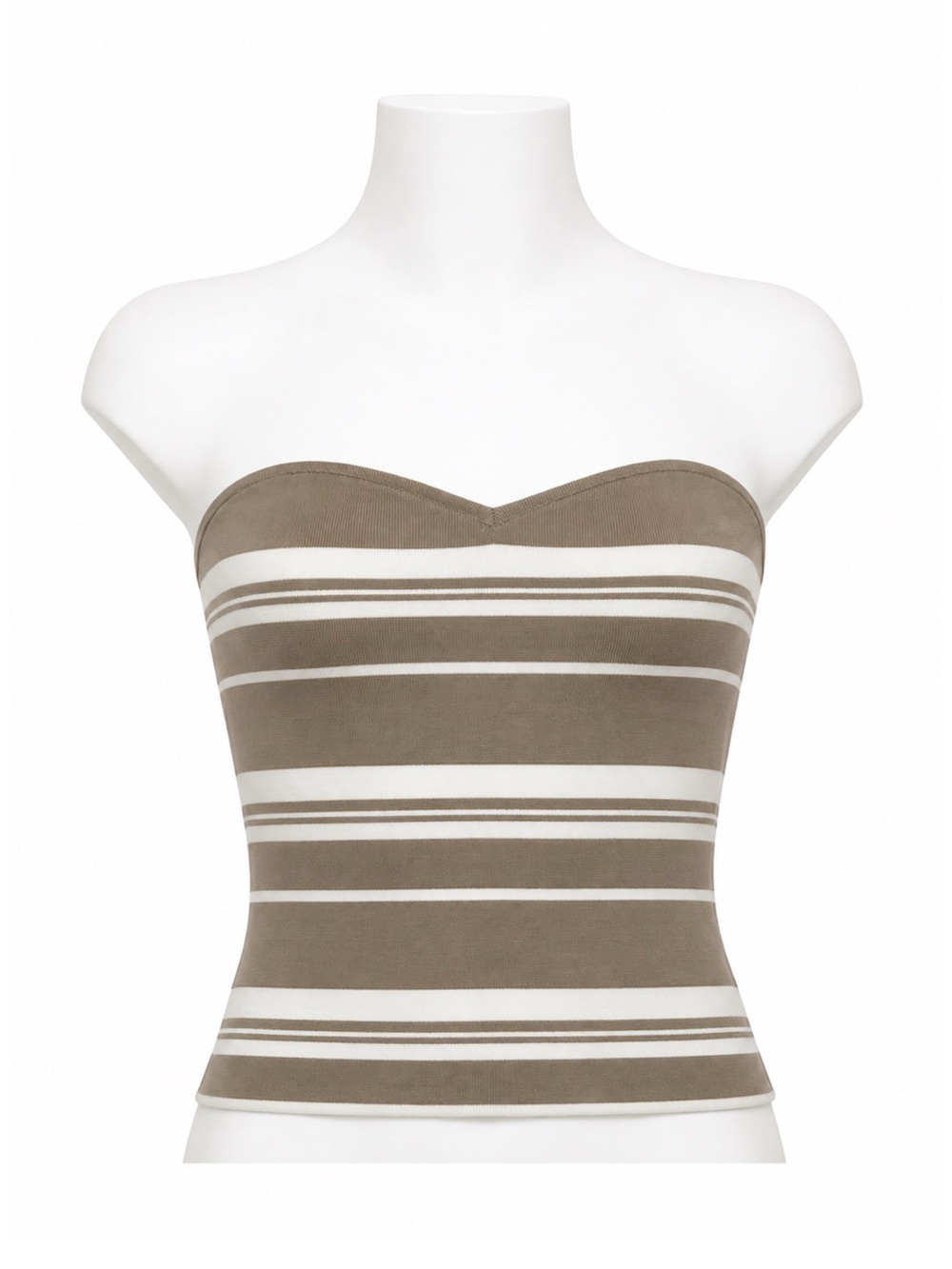 Size M Aritzia Babaton Striped Sweetheart Knit Cami Tank Top Taupe Cream